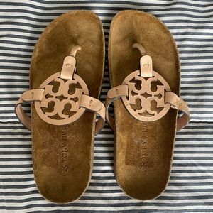 New Tory Burch Miller Cloud Sandals in Cream/Cork Size 6